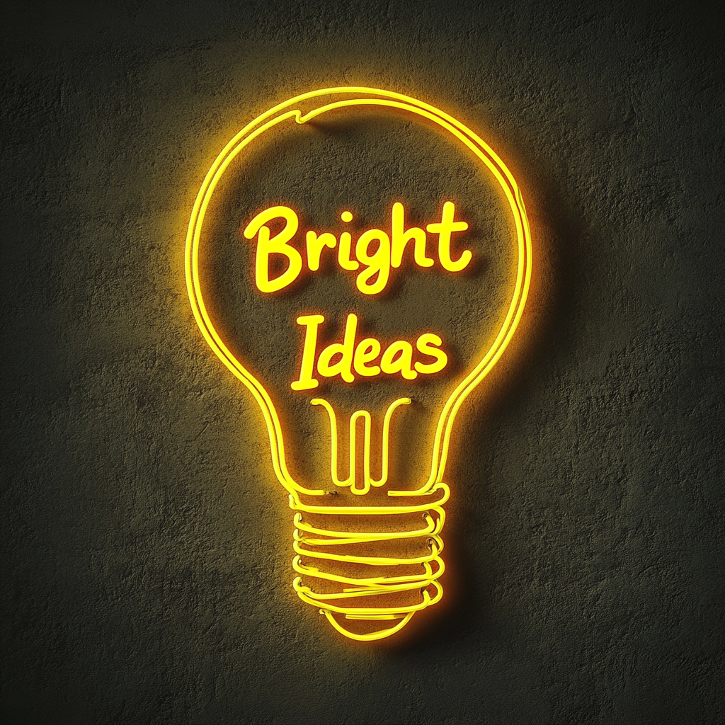 "Bright Ideas" - Yellow Neon Sign, 18 Inches