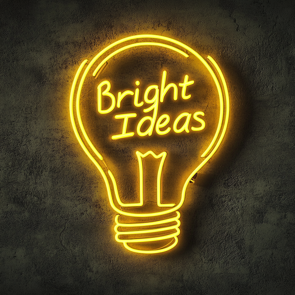 "Bright Ideas" - Yellow Neon Sign, 18 Inches