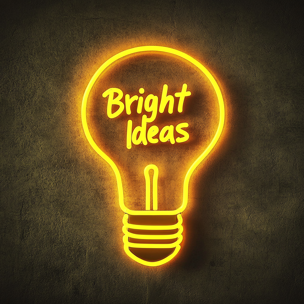 "Bright Ideas" - Yellow Neon Sign, 18 Inches