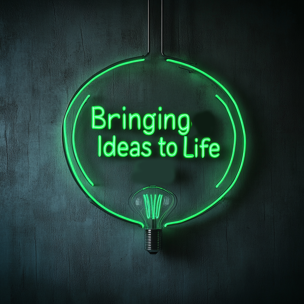 "Bringing Ideas to Life" - Green Neon Sign, 24 Inches