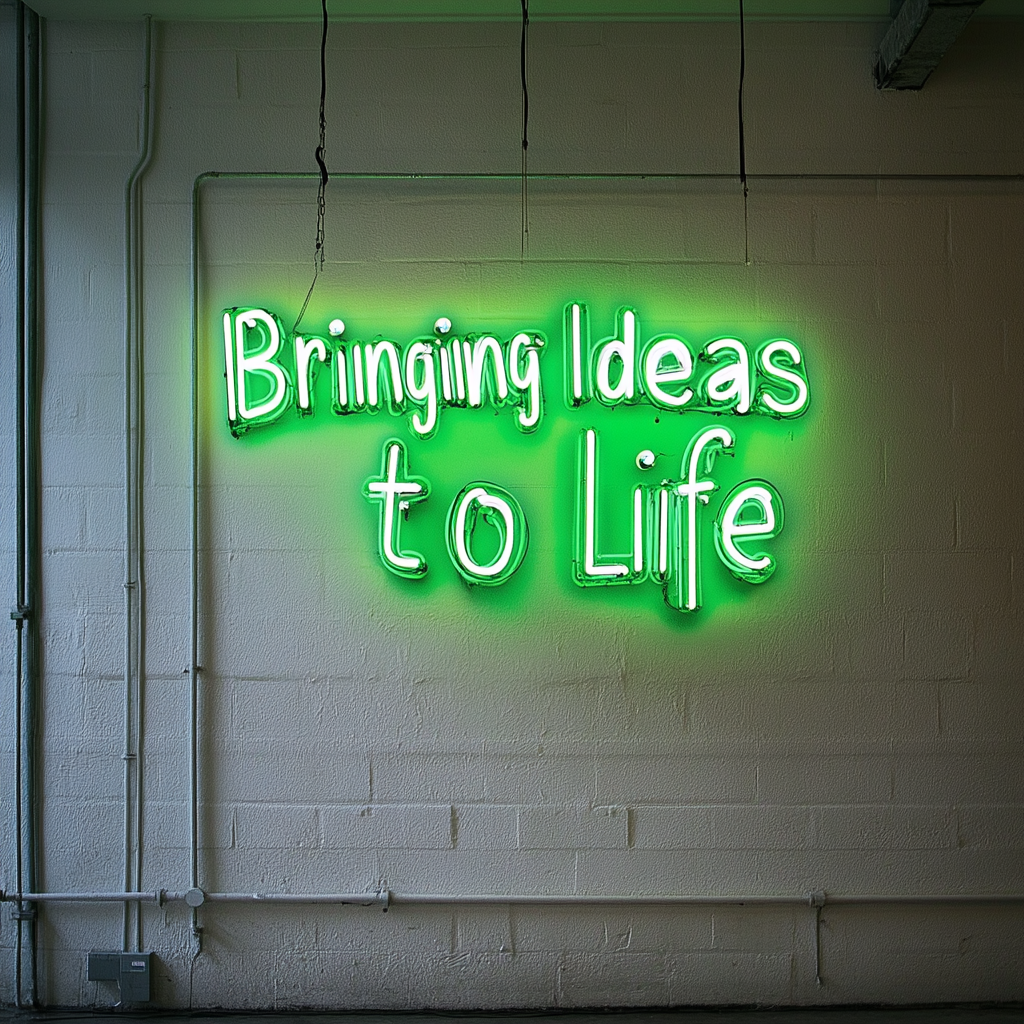 "Bringing Ideas to Life" - Green Neon Sign, 24 Inches