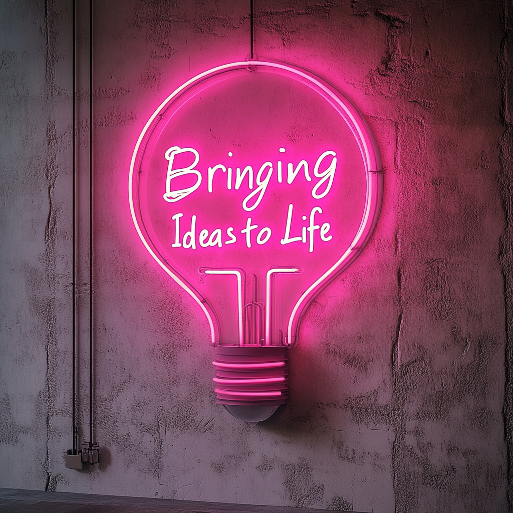 "Bringing Ideas to Life" - Pink Neon Sign, 24 Inches