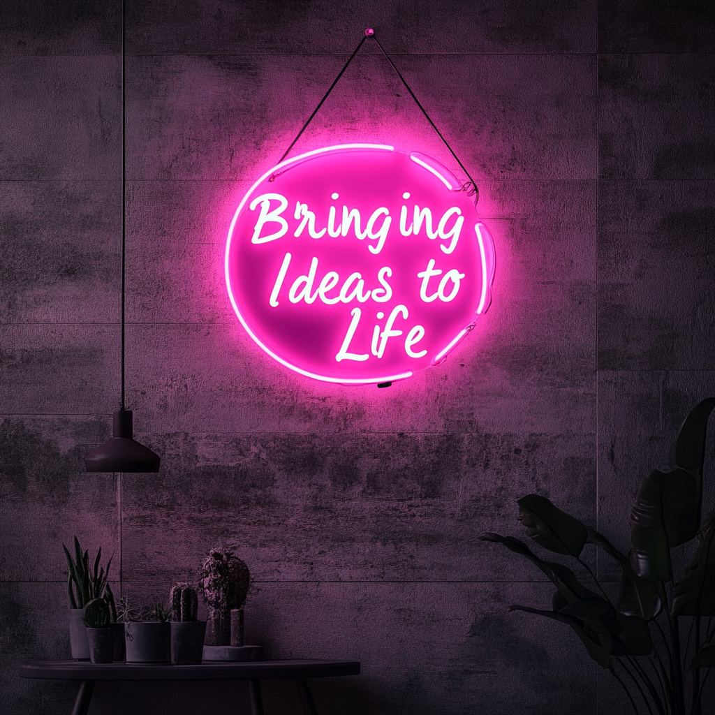 "Bringing Ideas to Life" - Pink Neon Sign, 24 Inches