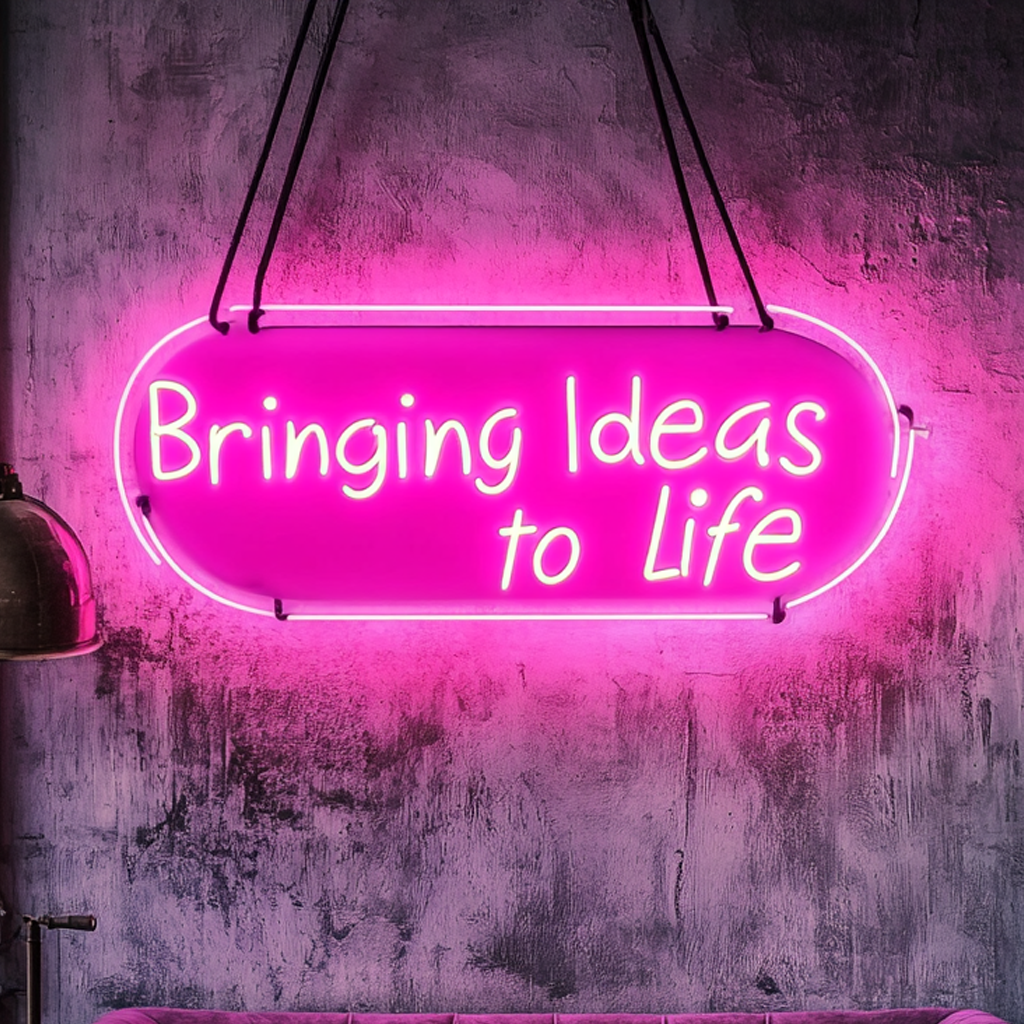 "Bringing Ideas to Life" - Pink Neon Sign, 24 Inches