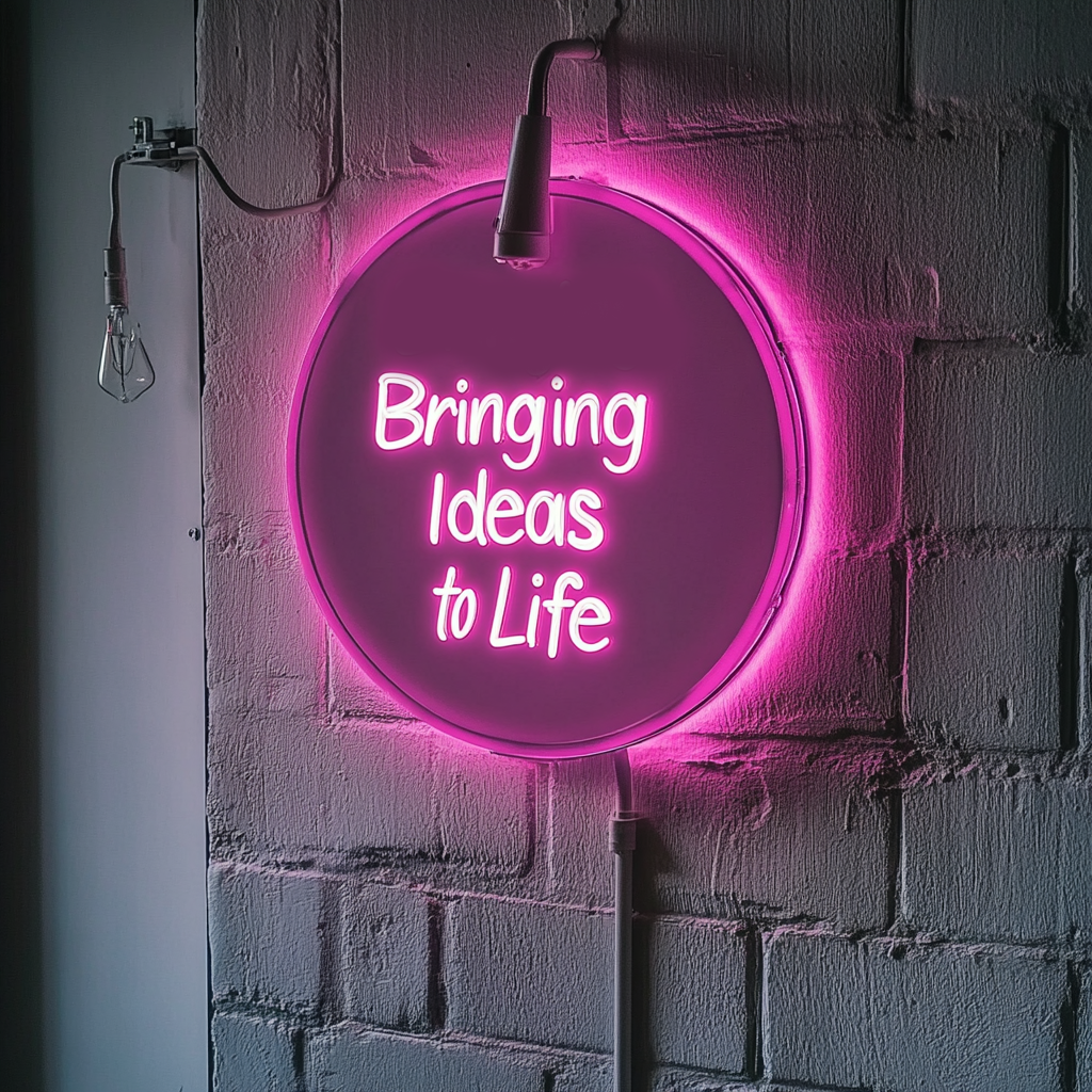 "Bringing Ideas to Life" - Pink Neon Sign, 24 Inches
