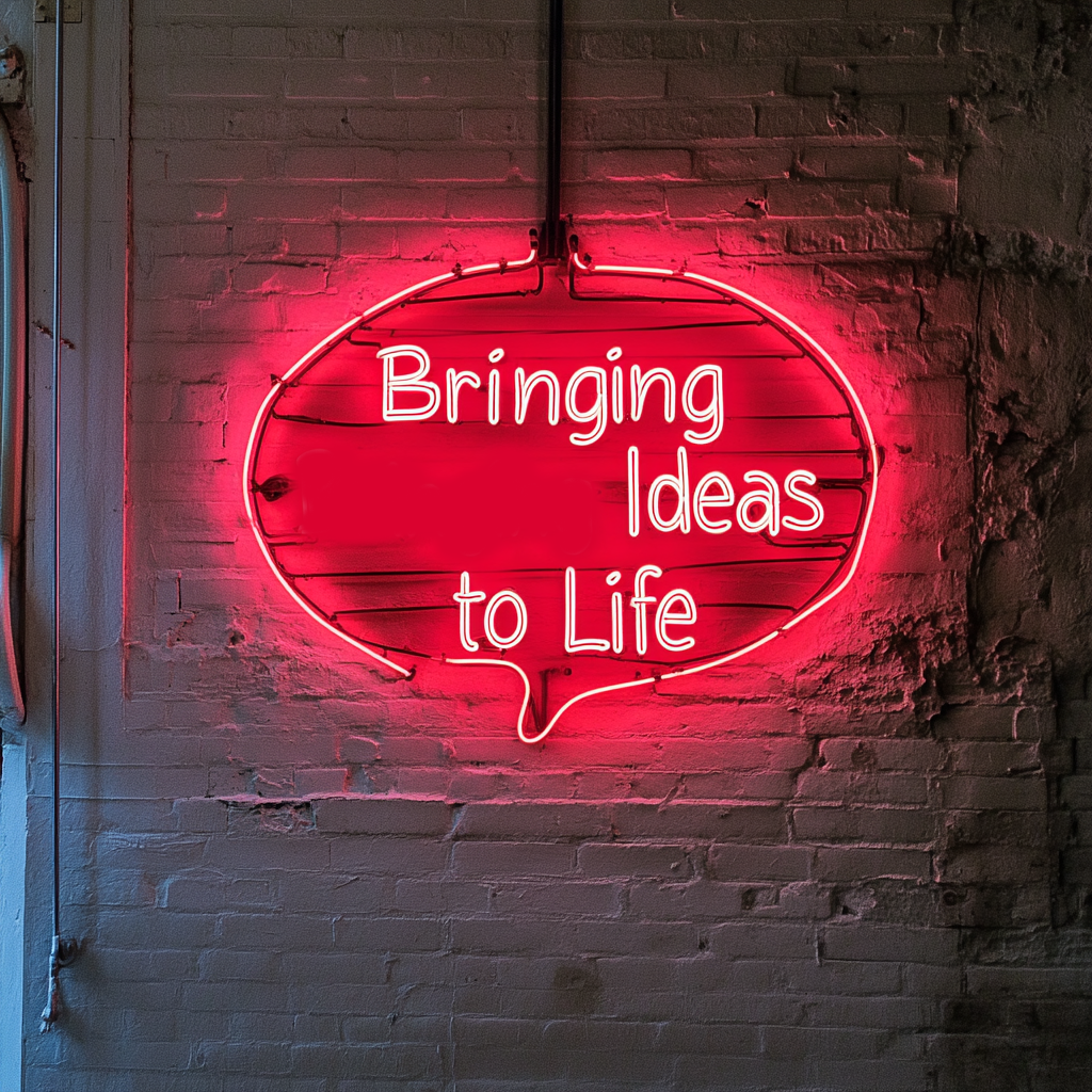 "Bringing Ideas to Life" - Red Neon Sign, 24 Inches