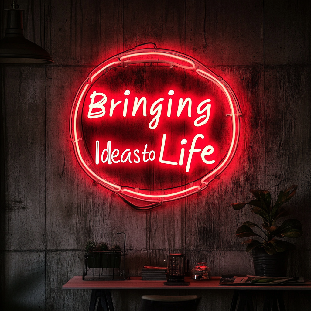 "Bringing Ideas to Life" - Red Neon Sign, 24 Inches