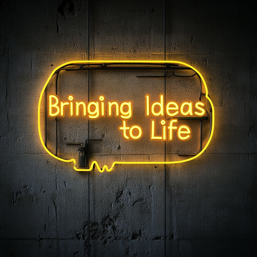 "Bringing Ideas to Life" - Yellow Neon Sign, 24 Inches