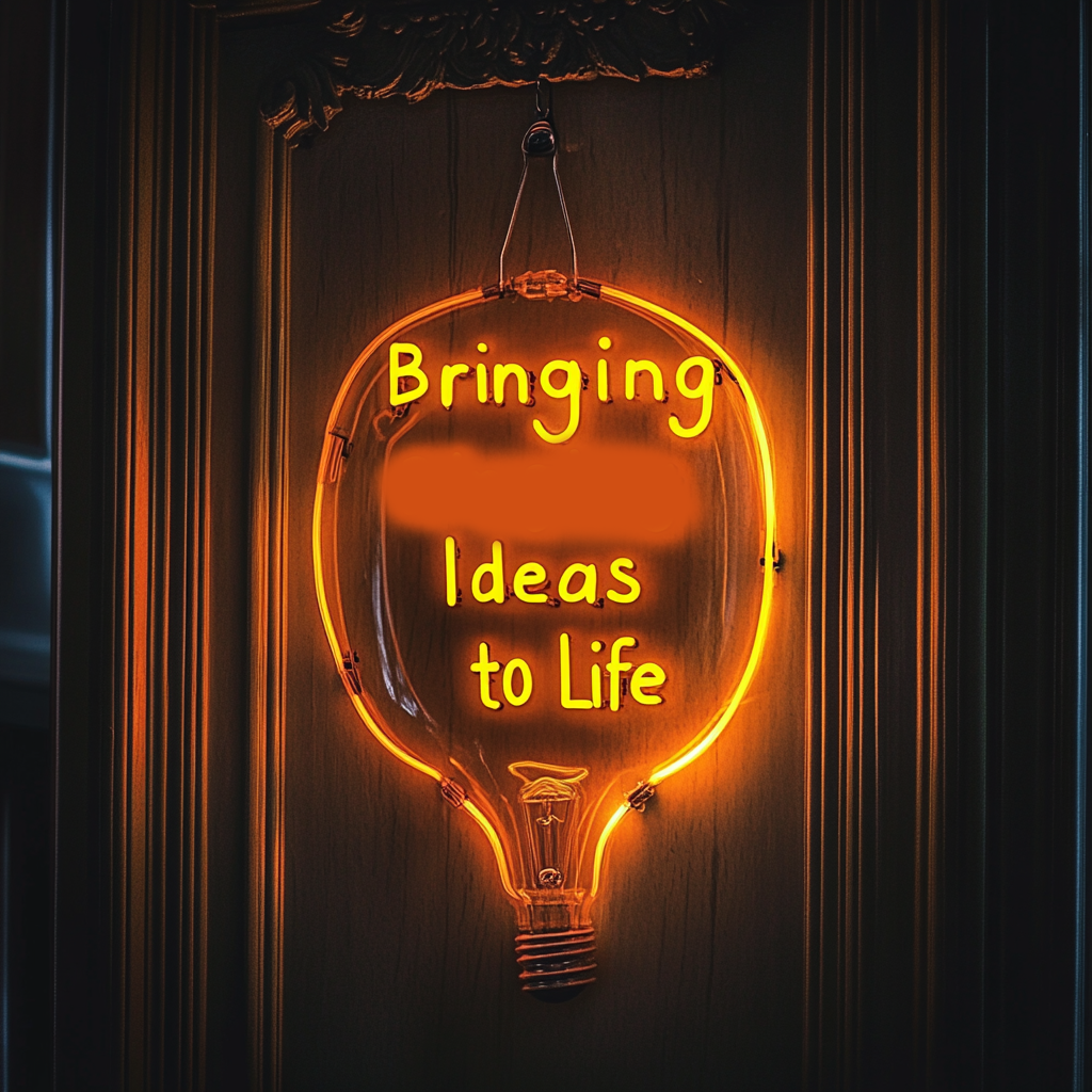 "Bringing Ideas to Life" - Yellow Neon Sign, 24 Inches