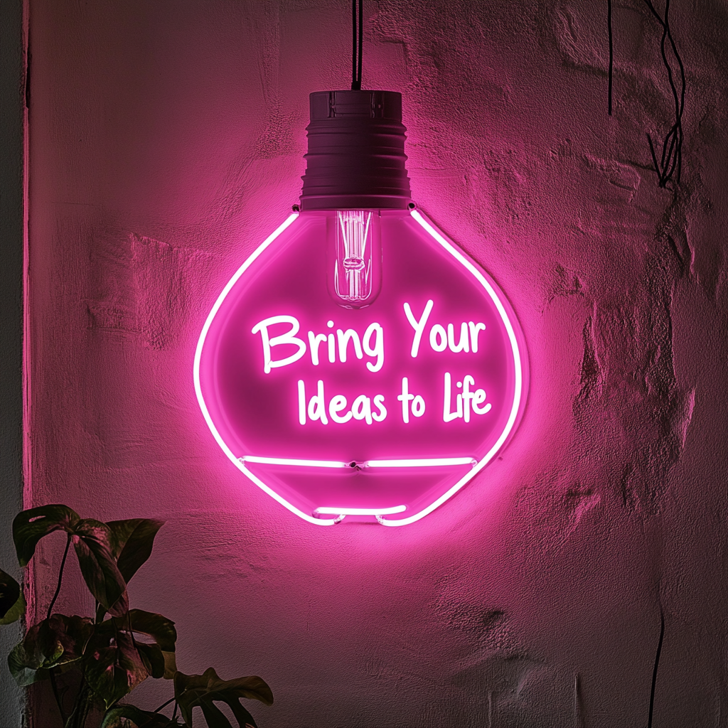 "Bring Your Ideas to Life" - Pink Neon Sign, 24 Inches
