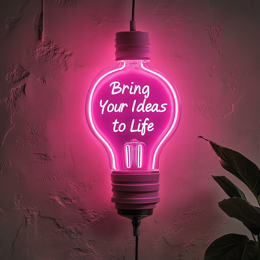 "Bring Your Ideas to Life" - Pink Neon Sign, 24 Inches