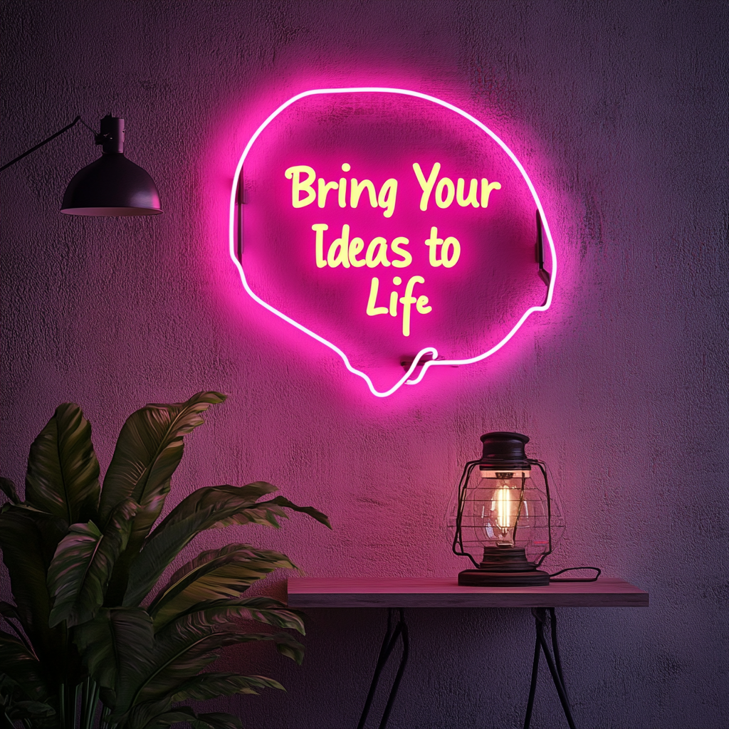 "Bring Your Ideas to Life" - Pink Neon Sign, 24 Inches