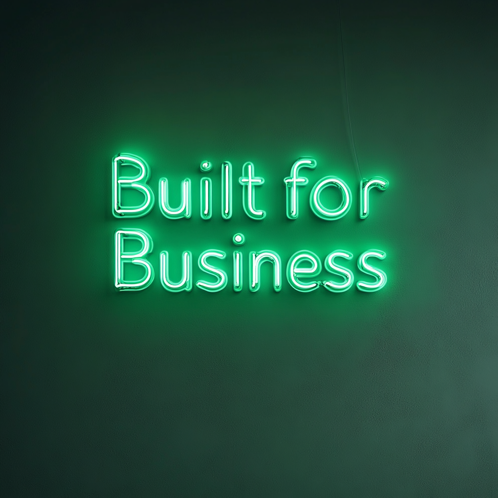 "Built for Business" - Green Neon Sign, 24 Inches