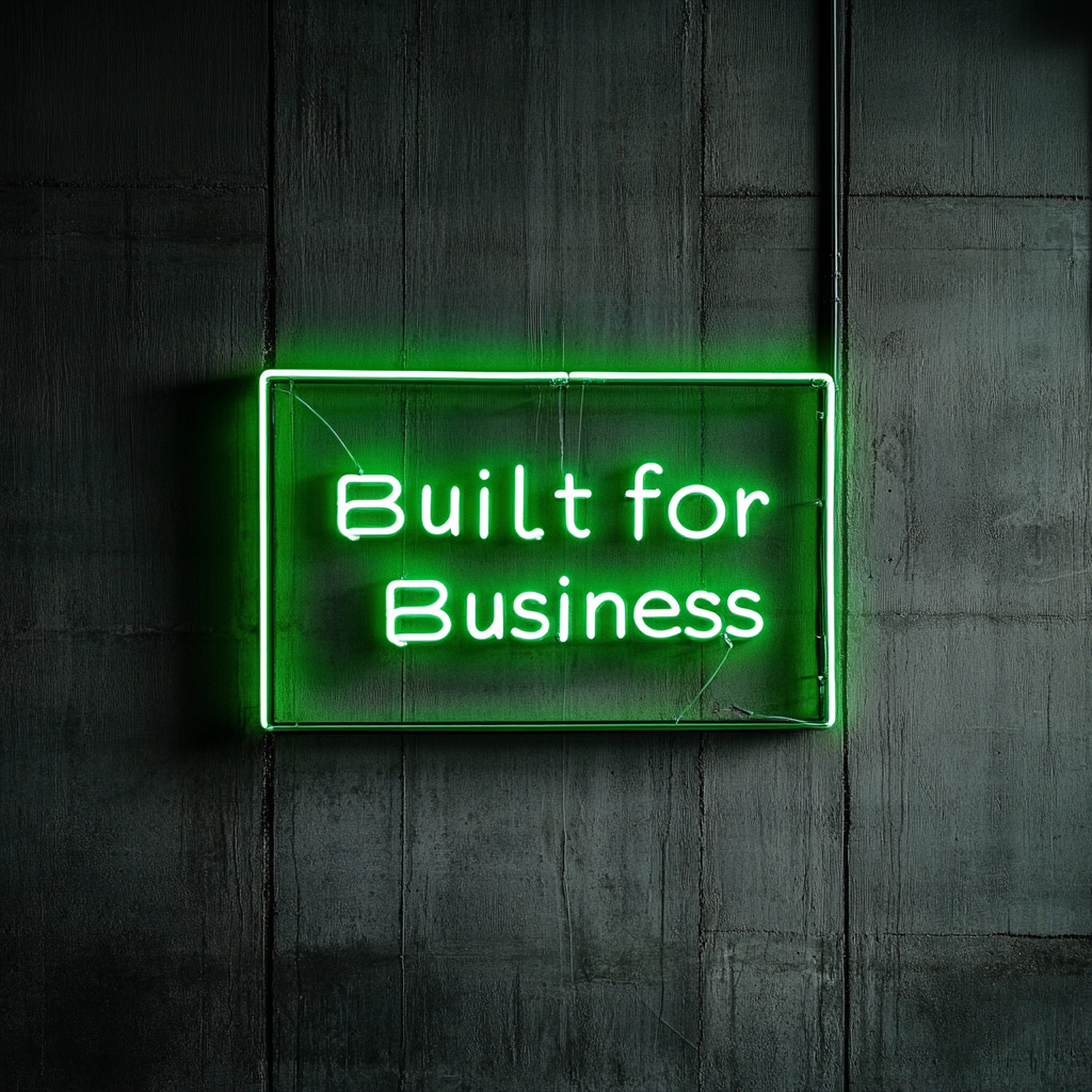 "Built for Business" - Green Neon Sign, 24 Inches