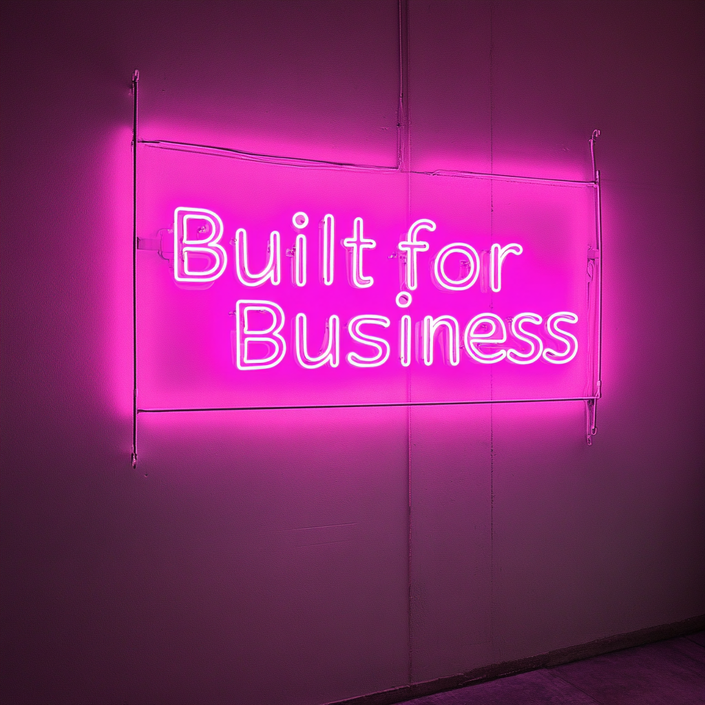 "Built for Business" - Pink Neon Sign, 24 Inches