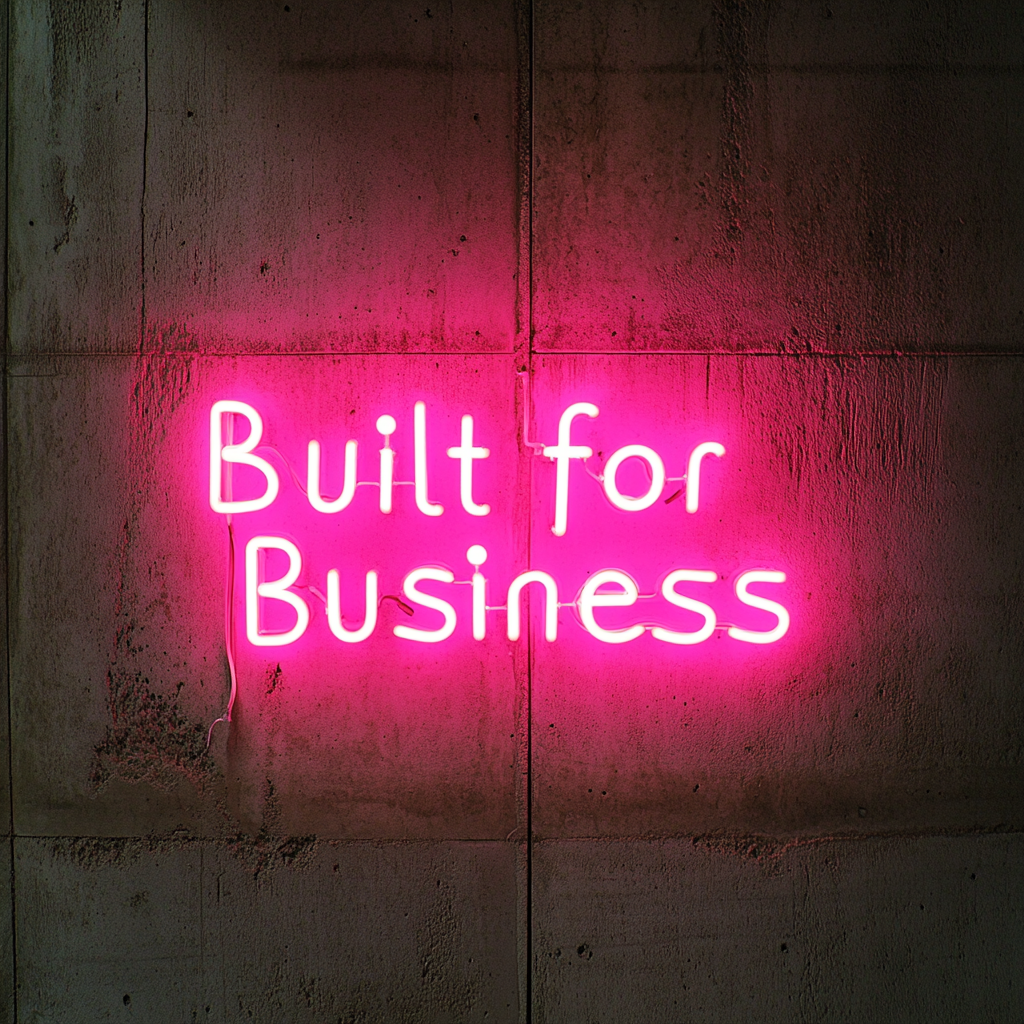 "Built for Business" - Pink Neon Sign, 24 Inches