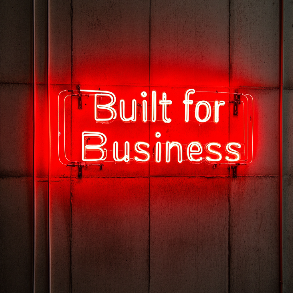 "Built for Business" - Red Neon Sign, 24 Inches