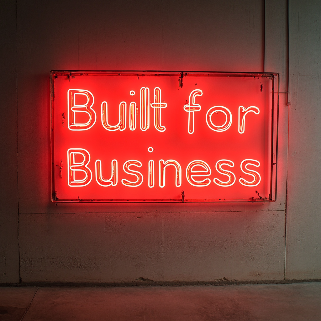 "Built for Business" - Red Neon Sign, 24 Inches