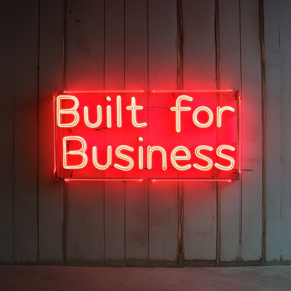 "Built for Business" - Red Neon Sign, 24 Inches