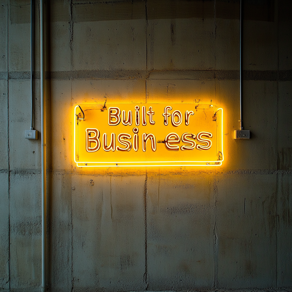 "Built for Business" - Yellow Neon Sign, 24 Inches