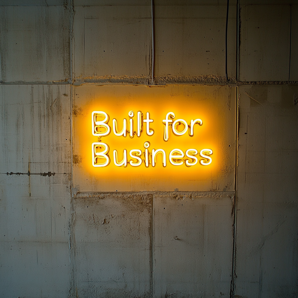 "Built for Business" - Yellow Neon Sign, 24 Inches
