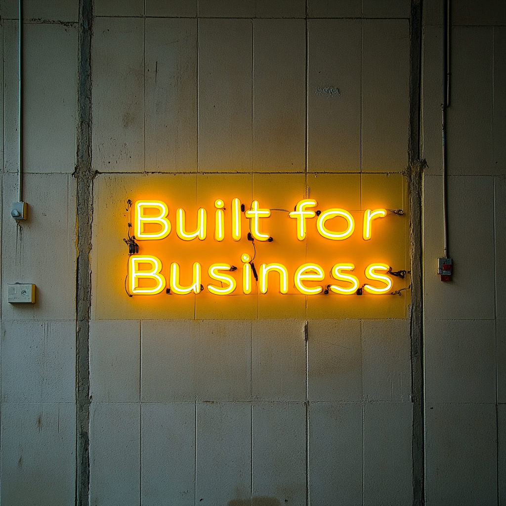 "Built for Business" - Yellow Neon Sign, 24 Inches