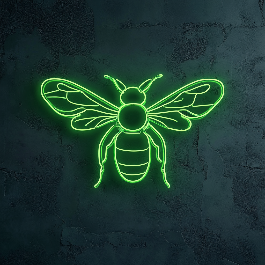 Bumblebee - Green Neon Sign, 18 Inches