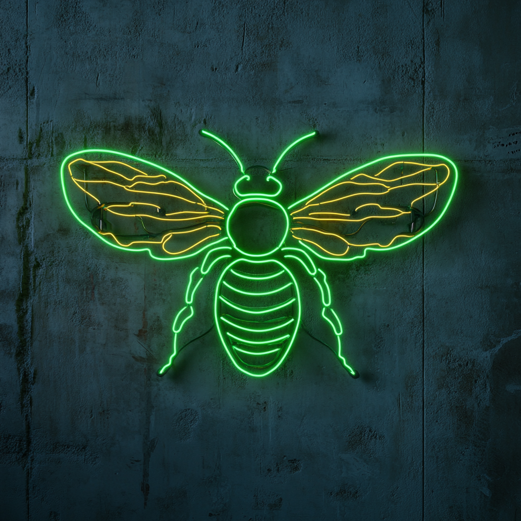 Bumblebee - Green Neon Sign, 18 Inches