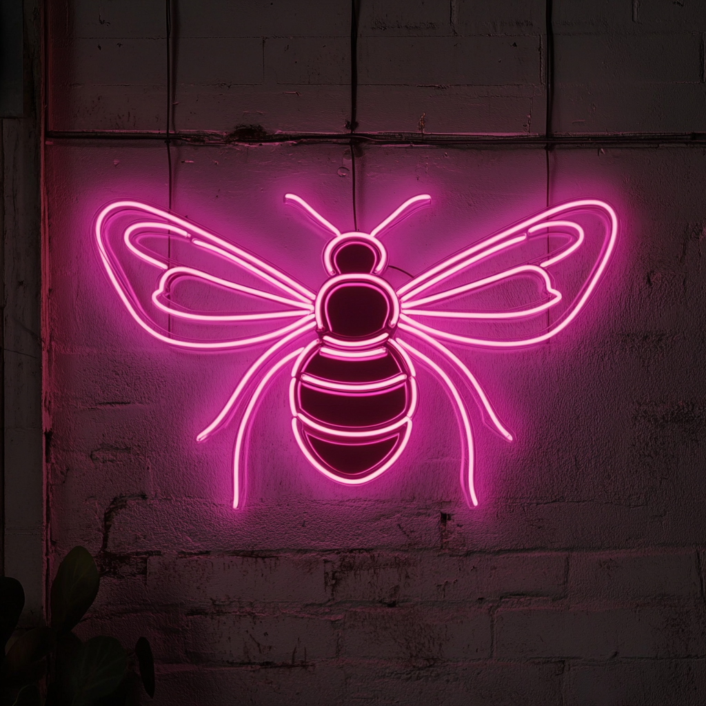 Bumblebee - Pink Neon Sign, 18 Inches