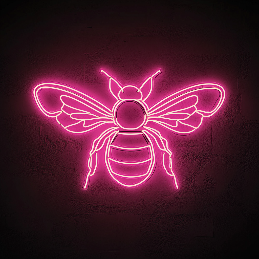 Bumblebee - Pink Neon Sign, 18 Inches