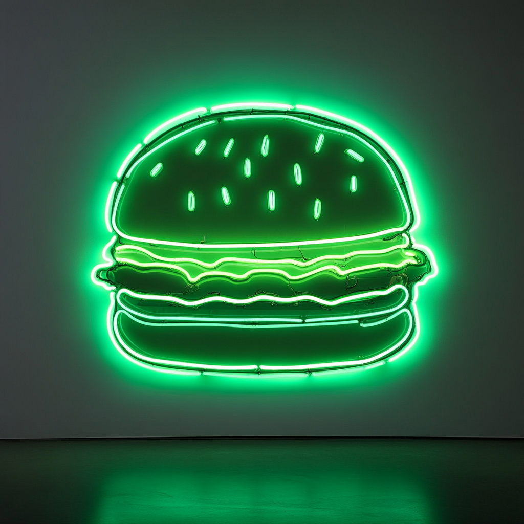 Burger - Green Neon Sign, 18 Inches