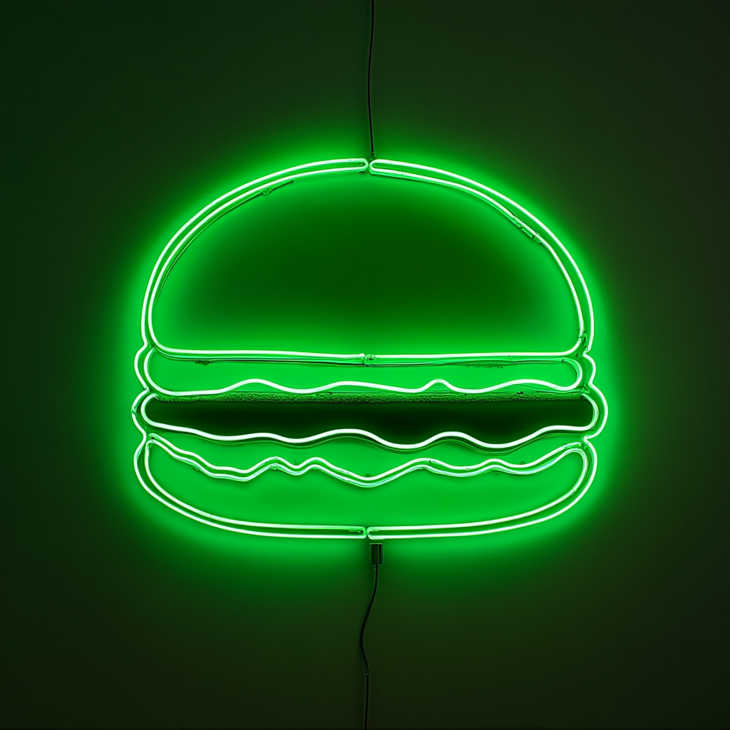 Burger - Green Neon Sign, 18 Inches