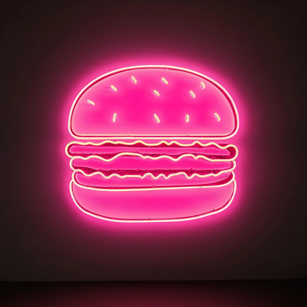 Burger - Pink Neon Sign, 18 Inches