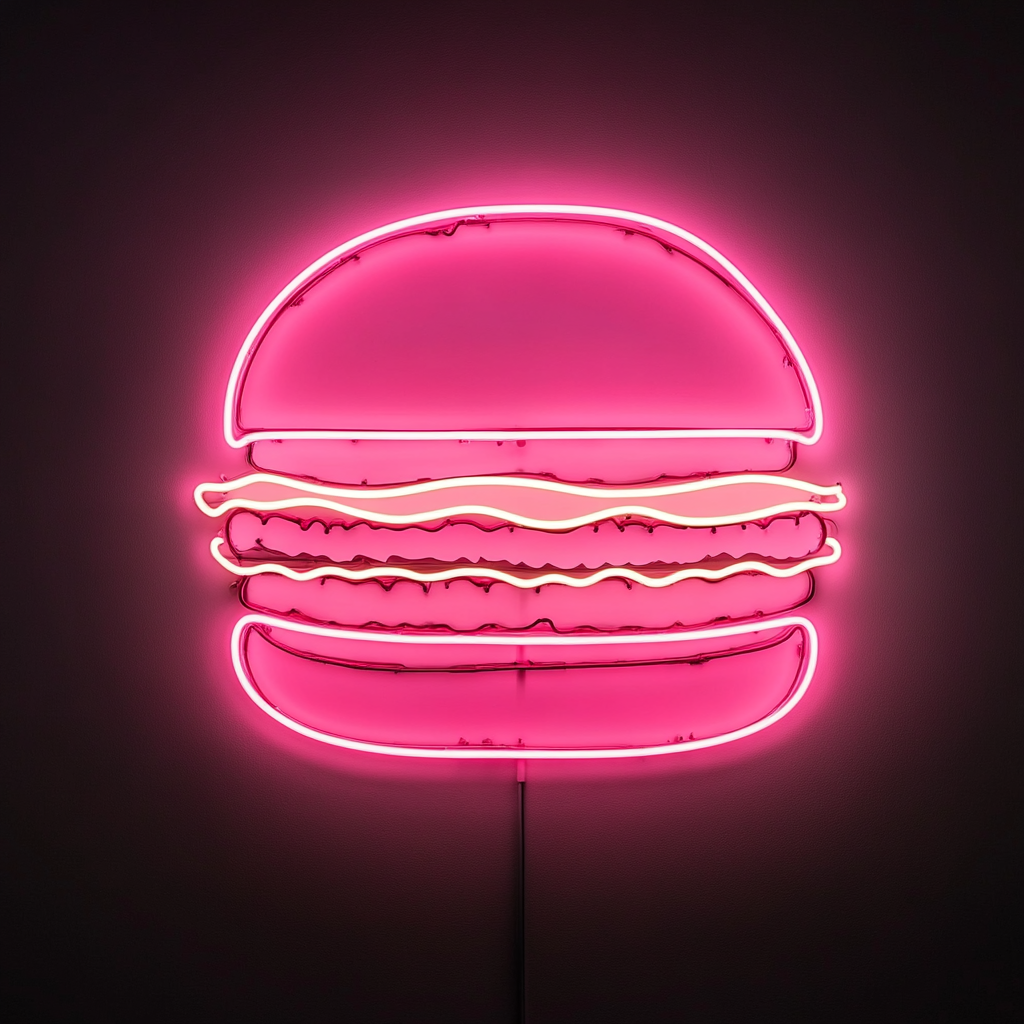 Burger - Pink Neon Sign, 18 Inches