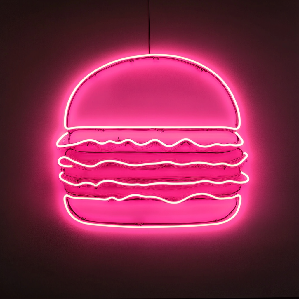 Burger - Pink Neon Sign, 18 Inches