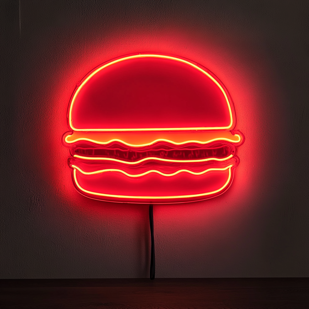 Burger - Red Neon Sign, 18 Inches