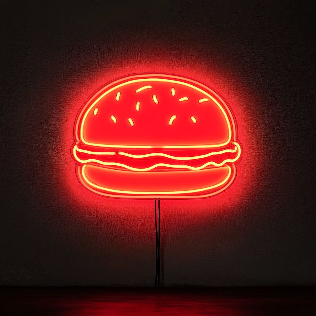 Burger - Red Neon Sign, 18 Inches