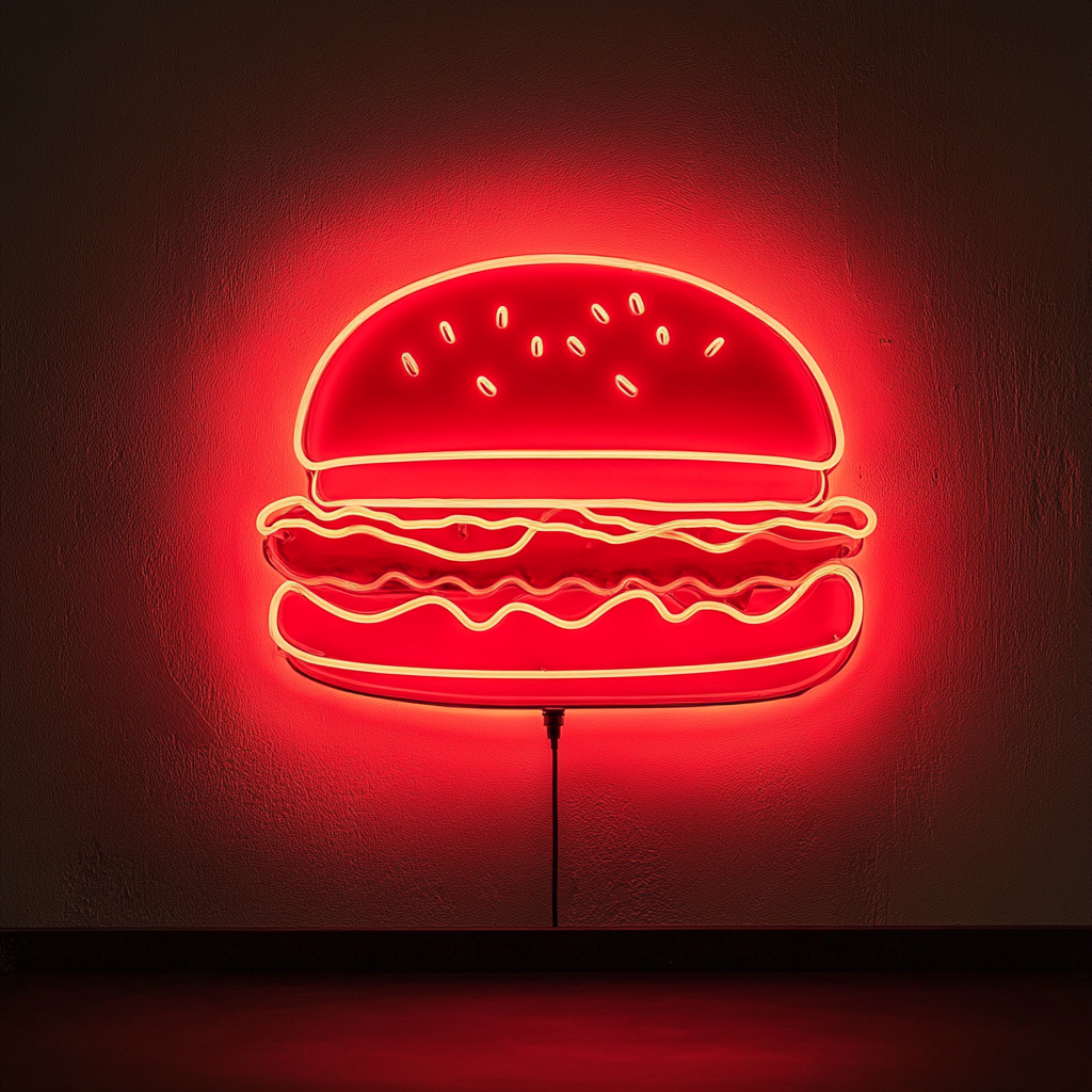 Burger - Red Neon Sign, 18 Inches