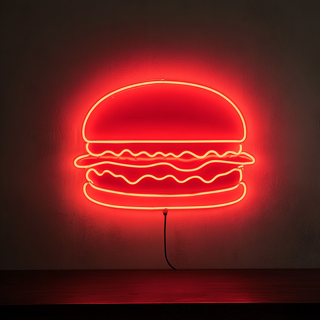 Burger - Red Neon Sign, 18 Inches