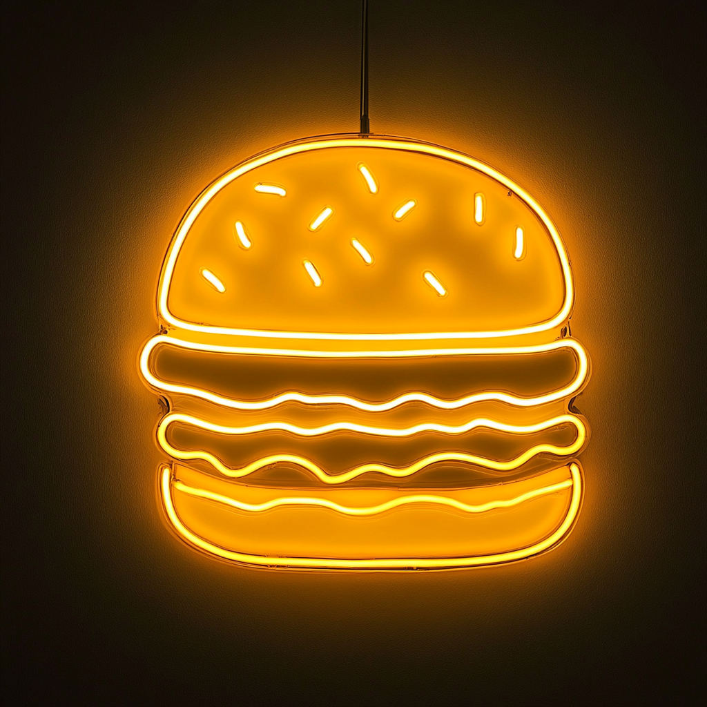 Burger - Yellow Neon Sign, 18 Inches