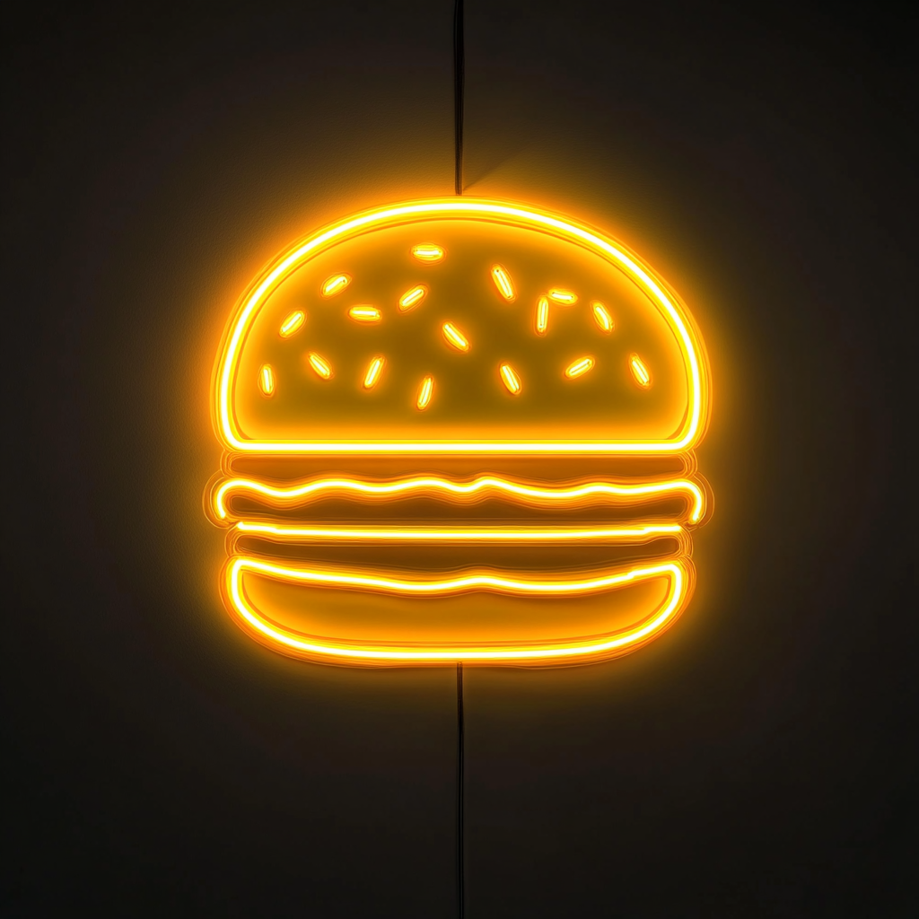 Burger - Yellow Neon Sign, 18 Inches