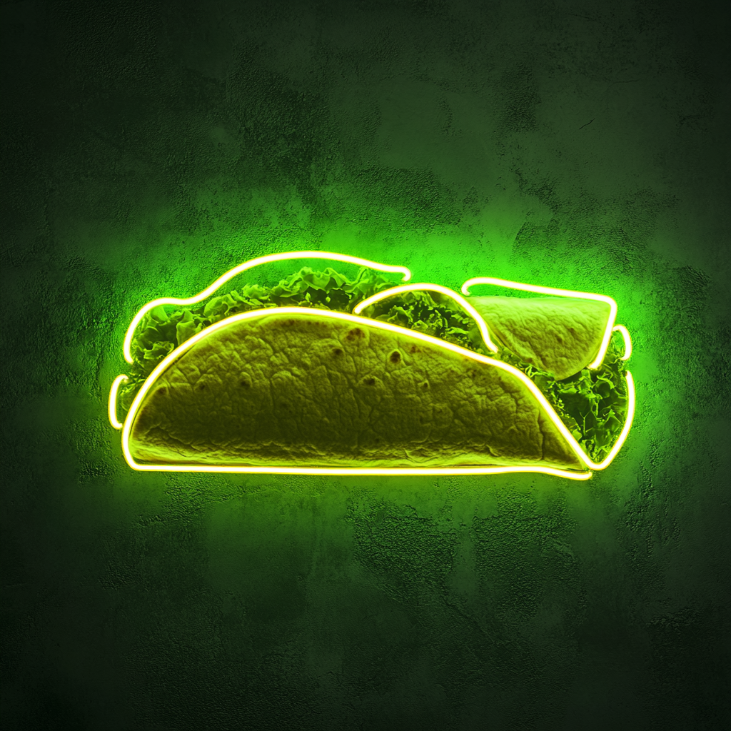 Burrito - Green Neon Sign, 18 Inches