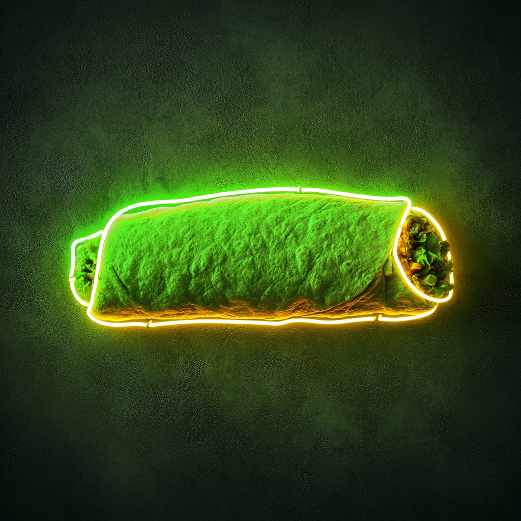 Burrito - Green Neon Sign, 18 Inches