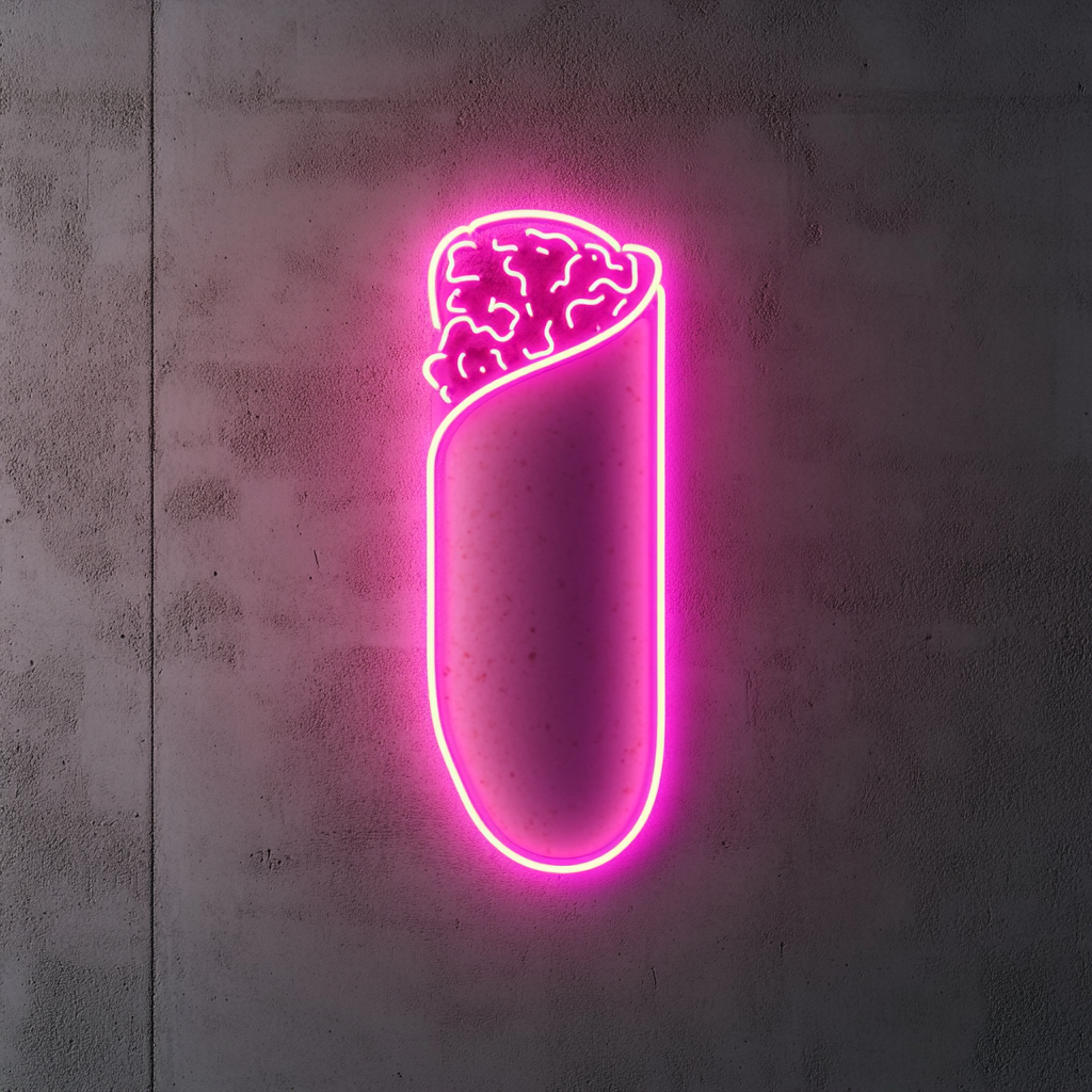 Burrito - Pink Neon Sign, 24 Inches