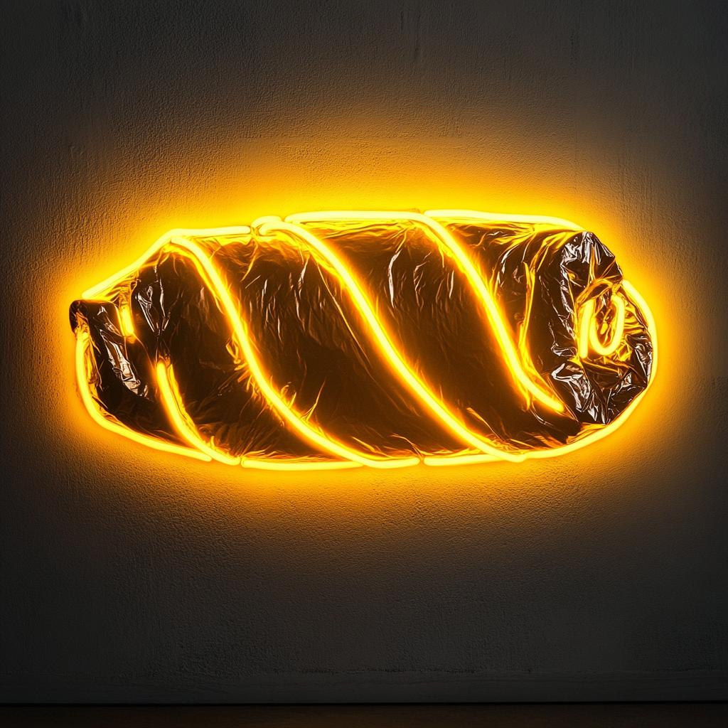 Burrito Wrapped in Foil - Yellow Neon Sign, 18 Inches