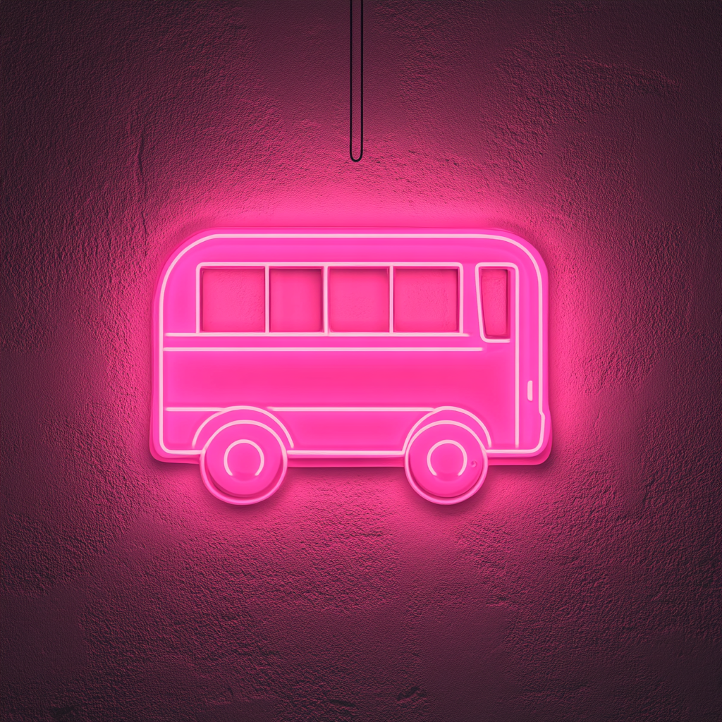 Bus - Pink Neon Sign, 24 Inches