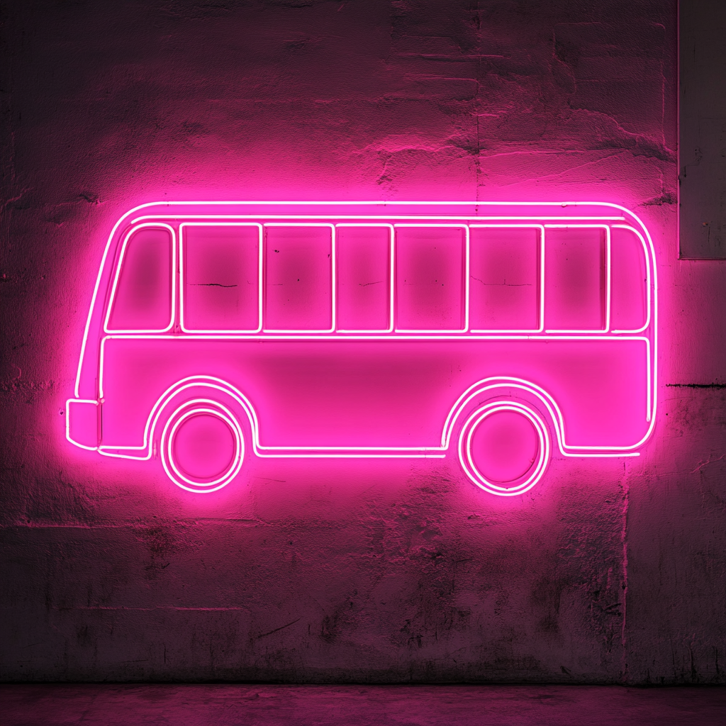 Bus - Pink Neon Sign, 18 Inches