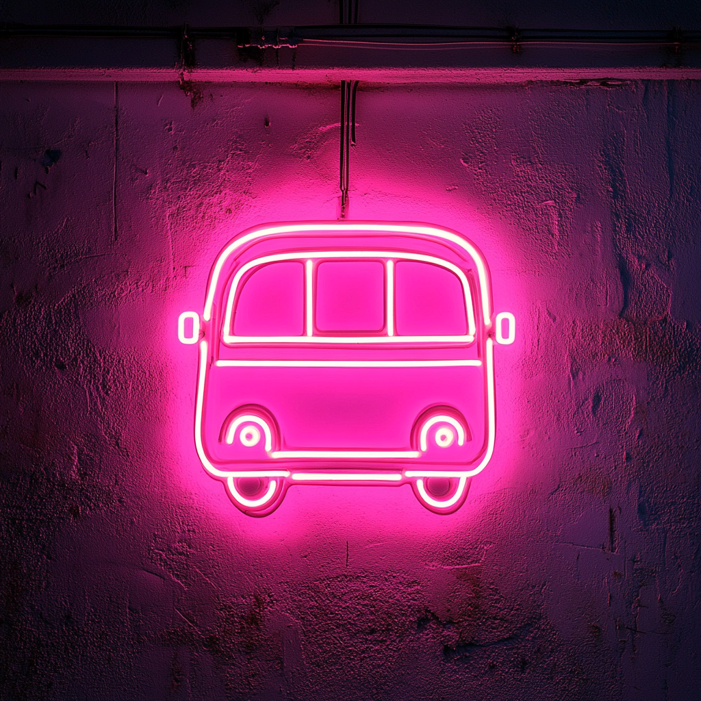 Bus - Pink Neon Sign, 18 Inches