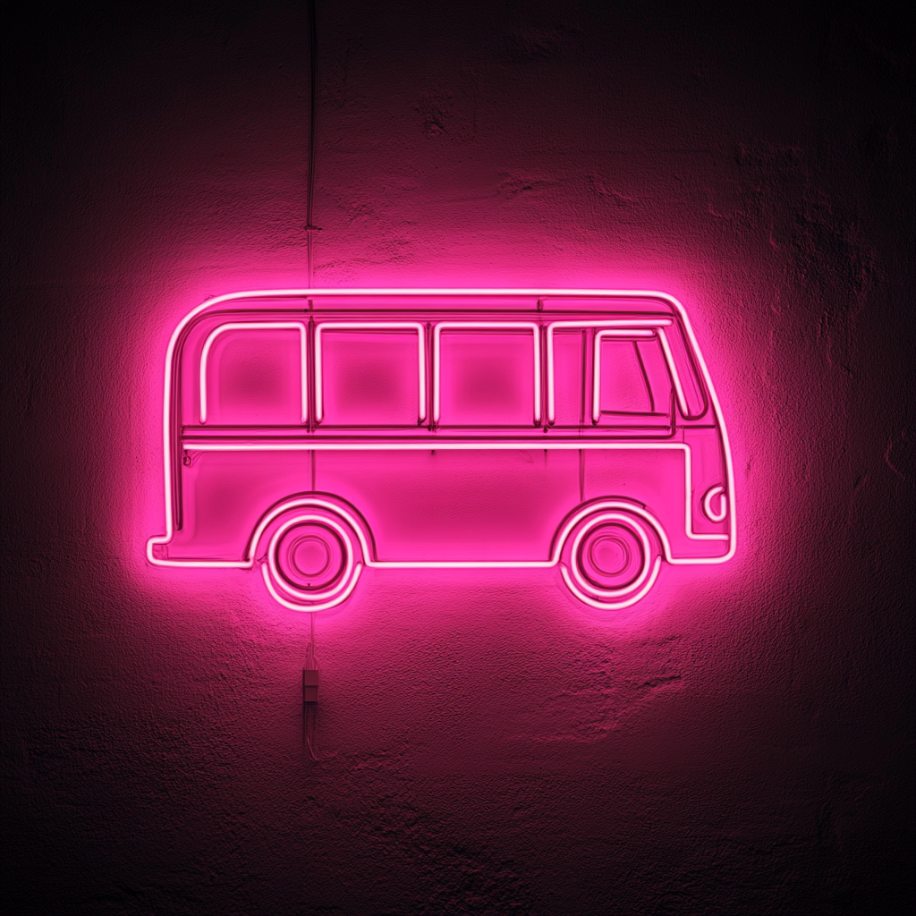 Bus - Pink Neon Sign, 18 Inches
