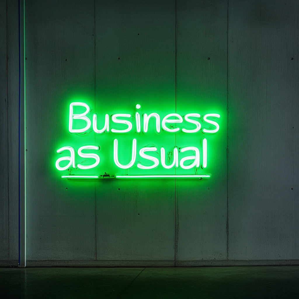 "Business as Usual" - Green Neon Sign, 24 Inches
